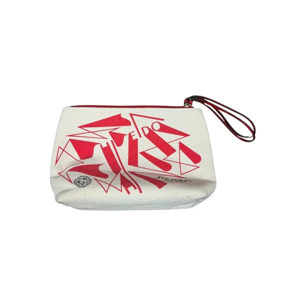 Shiseido Makeup Bag Womens OS Beige Good Canvas Wristlet Pouch Ginza Tokyo